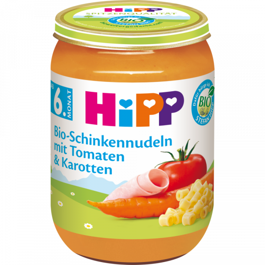 HiPP Bio Schinkennudeln mit Tomaten & Karotten ab 6. Monat 190 g 