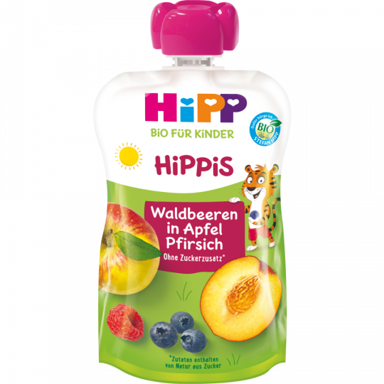 HiPP Bio Hippis Waldbeeren in Apfel-Pfirsich ab 1 Jahr 100 g 