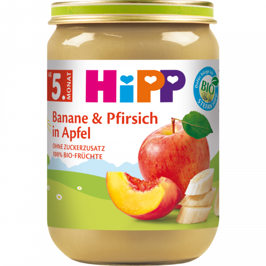 HiPP Bio Banane & Pfirsich in Apfel nach 5. Monat 190 g 