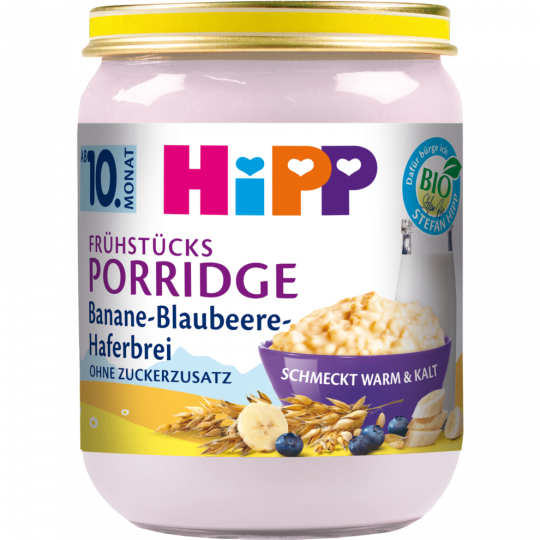 HiPP Bio Frühstücks-Porridge Banane-Blaubeere Haferbrei ab 10. Monat 160 g 