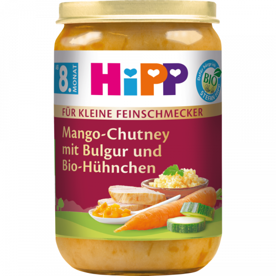HiPP Bio Für Kleine Feinschmecker Mango-Chutney mit Bulgur und Bio-Hühnchen ab 8. Monat 220 g 