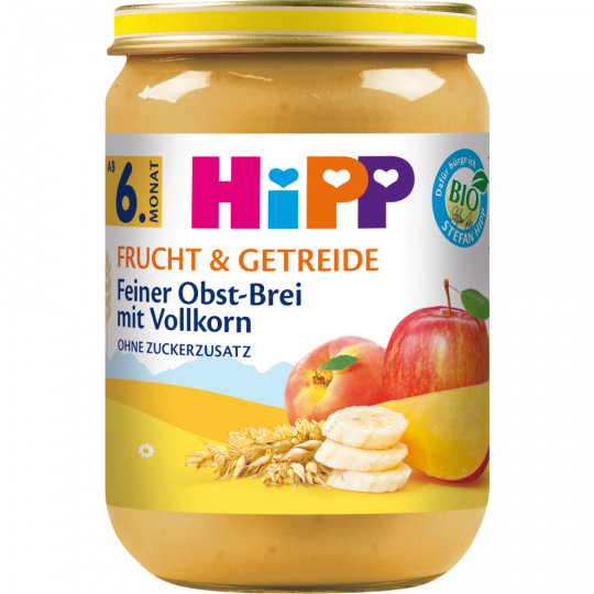 HiPP Bio Frucht & Getreide Feiner Obst-Brei mit Vollkorn ab 6.Monat 190 g 