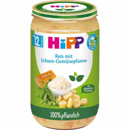 HiPP Bio 100% pflanzlich Reis mit Erbsen-Gemüsepfanne ab 12. Monat 250 g 