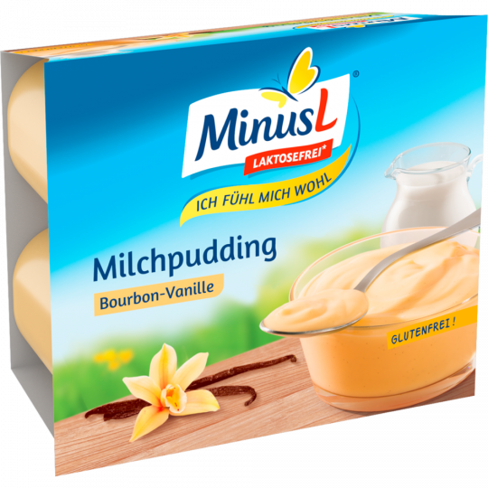 MinusL Laktosefrei Milchpudding Bourbon-Vanille 4 x 125 g 
