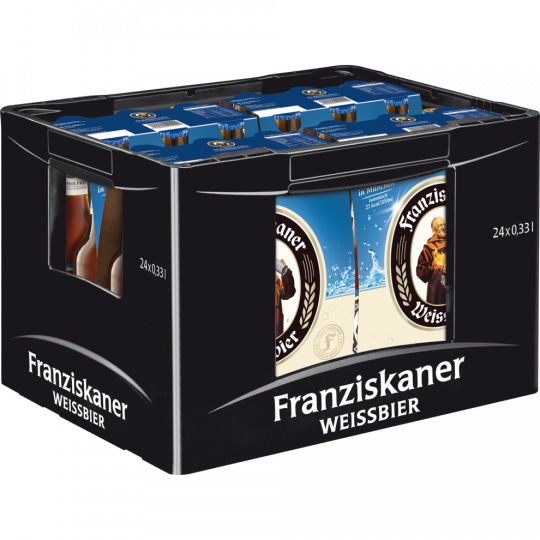 Franziskaner Weissbier Naturtrübes Weissbier Alkoholfrei - Kiste 4 x 6 x 0,33 l 