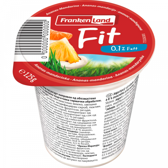 Frankenland Fit Fruchtjoghurt Ananas-Mandarine 0,1 % Fett 125 g 
