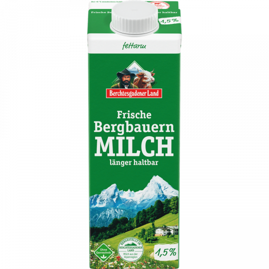 Berchtesgadener Land Frische Bergbauern Milch fettarm länger haltbar 1,5 % Fett 1 l 