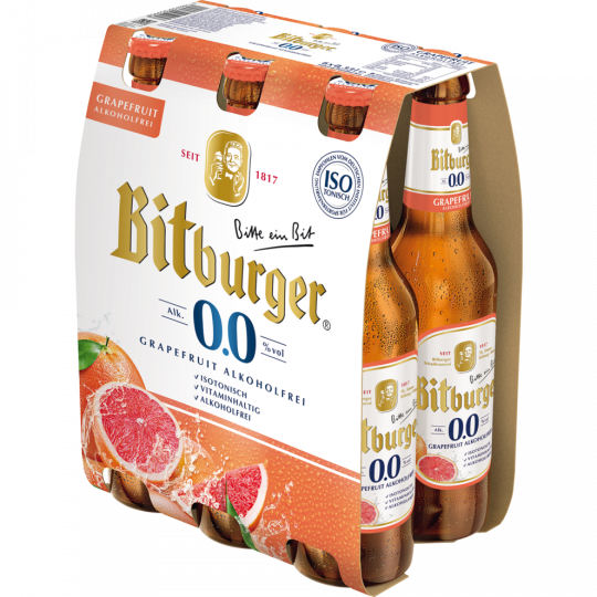 Bitburger Grapefruit Alkoholfrei - 6-Pack 6 x 0,33 l 
