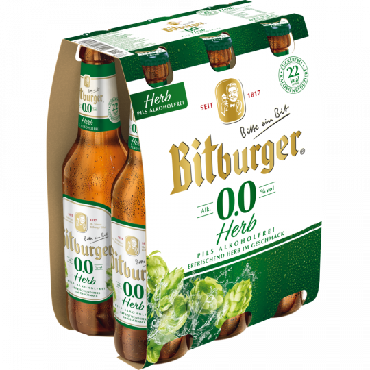 Bitburger Herb alkoholfrei 0,0% - 6-Pack 6 x 0,33 l 