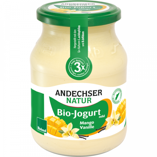Andechser Natur Bio Jogurt mild Mango-Vanille 3,7 % Fett 500 g 