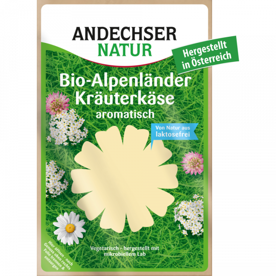Andechser Natur Bio Alpenländer Kräuterkäse in Scheiben 50 % Fett i. Tr. 150 g 