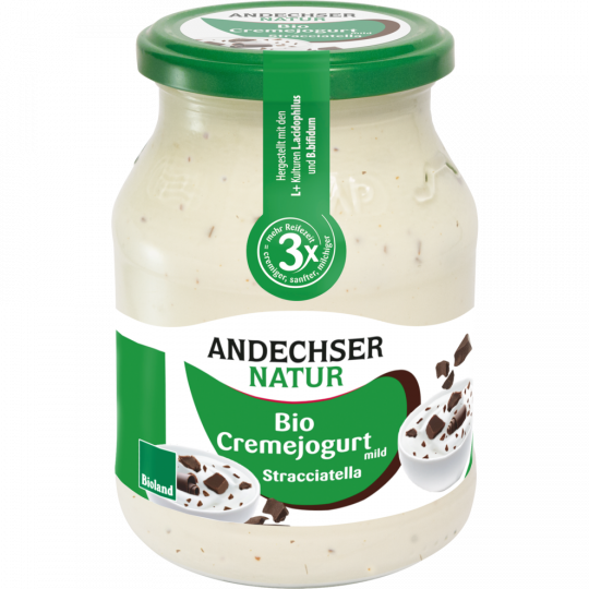 Andechser Natur Bio Cremejoghurt Stracciatella 7,5 % Fett 500 g 