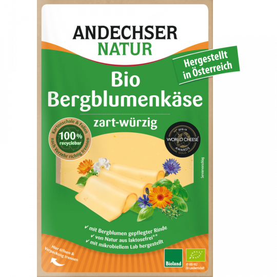 Andechser Natur Bio Bergblumenkäse in Scheiben 50 % Fett i. Tr. 125 g 