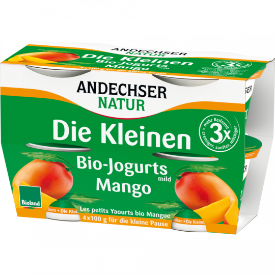 Andechser Natur Bio die Kleinen Jogurts mild Mango 3,8 % Fett 4 x 100 g 