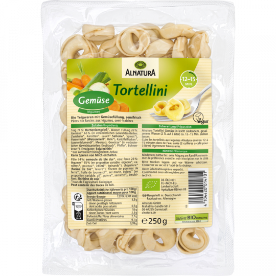 Alnatura Bio Tortellini Gemüse semi frisch 250 g 