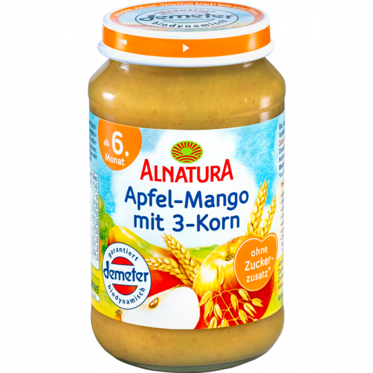 Alnatura Demeter Apfel-Mango mit 3-Korn ab 6. Monat 190 g 