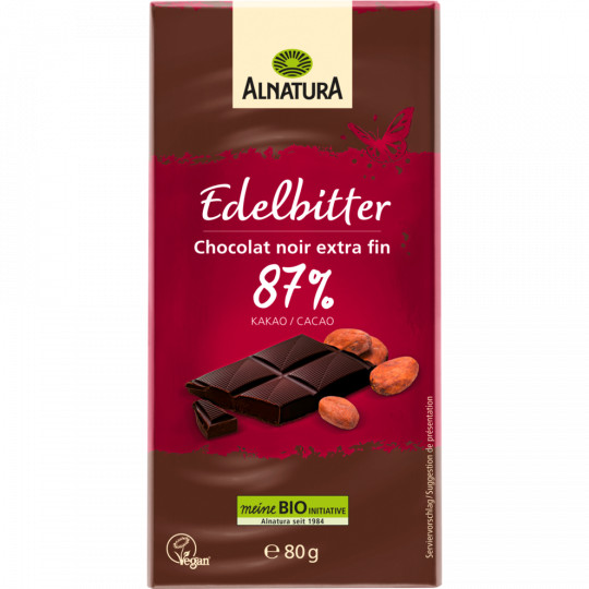 Alnatura Bio Edelbitter-Schokolade 87 % Kakao 80 g 