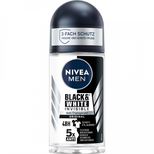 NIVEA MEN Deo Roll-On Black & White Invisible Original Antitranspirant 50 ml 