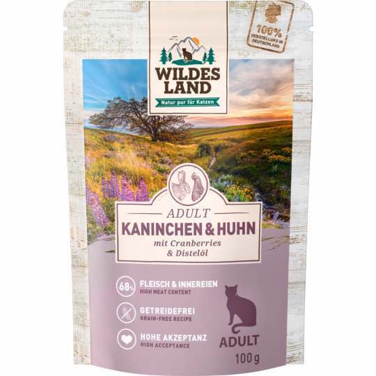 Wildes Land Adult Kaninchen & Huhn 100 g 