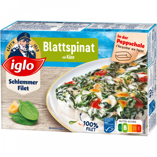 iglo MSC Schlemmer-Filet Blattspinat mit Käse 380 g 