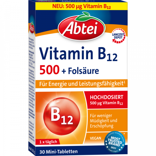 Abtei Vitamin B12 500 Plus 30 Tabletten 