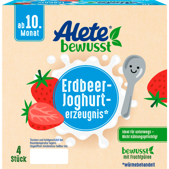 Alete bewusst Erdbeer-Joghurterzeugnis ab dem 10. Monat 4 x 100 g 