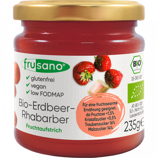 Frusano Bio Fruchtaufstrich Erdbeer-Rhabarber 235 g 