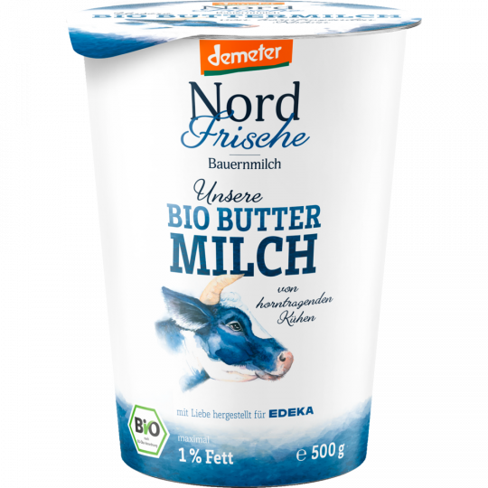 Nord Frische Demeter Unsere Bio Butter Milch maximal 1 % Fett 500 g 