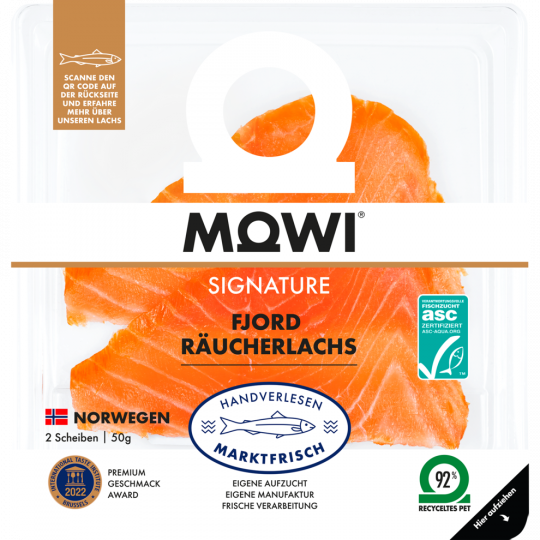 Mowi ASC Brand Fjord Räucherlachs 50 g 