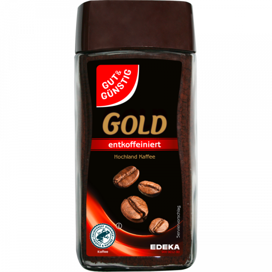 GUT&GÜNSTIG GOLD löslicher Bohnenkaffee, entkoffeiniert 100 g 