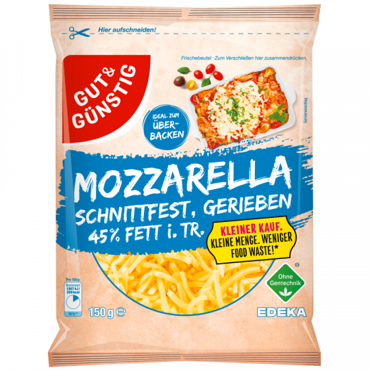 GUT&GÜNSTIG Mozzarella gerieben 45% Fett i.Tr. 150 g 
