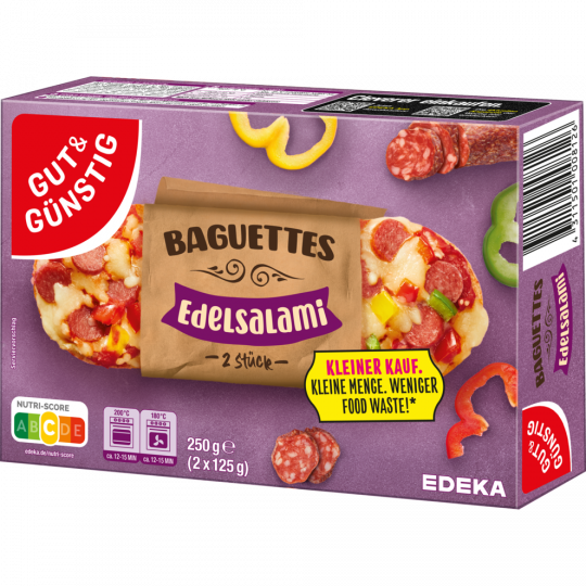 GUT&GÜNSTIG Pizza-Baguettes Edelsalami 250 g 