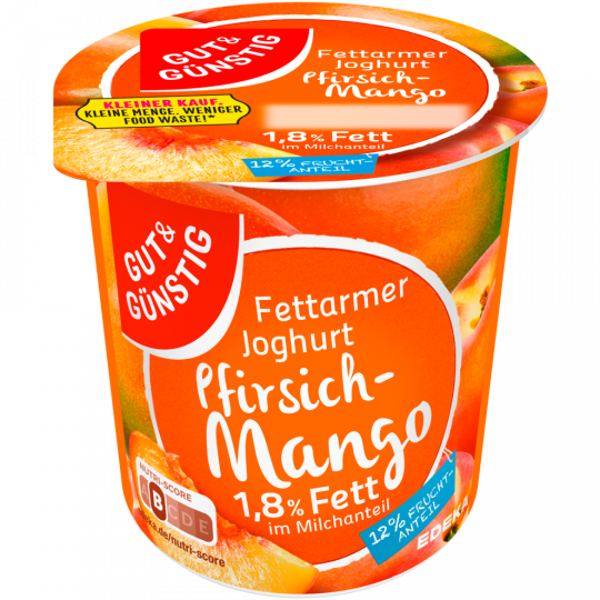 GUT&GÜNSTIG Fettarmer Fruchtjoghurt 1,8% Fett Pfirsich-Mango 150 g 