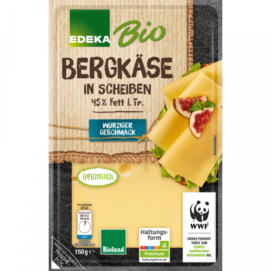 EDEKA Bio Bergkäse in Scheiben 45% Fett i. Tr. 150 g 