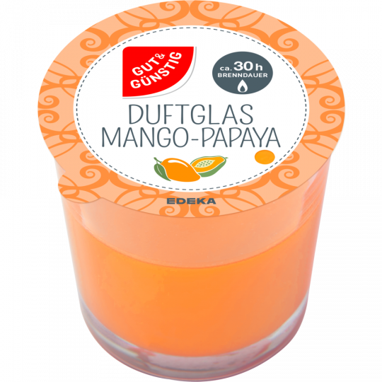 GUT&GÜNSTIG Duftkerze im Glas, Mango-Papaya 1 Stück 