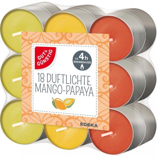 GUT&GÜNSTIG Duftlichte Mango-Papaya 18 Stück 