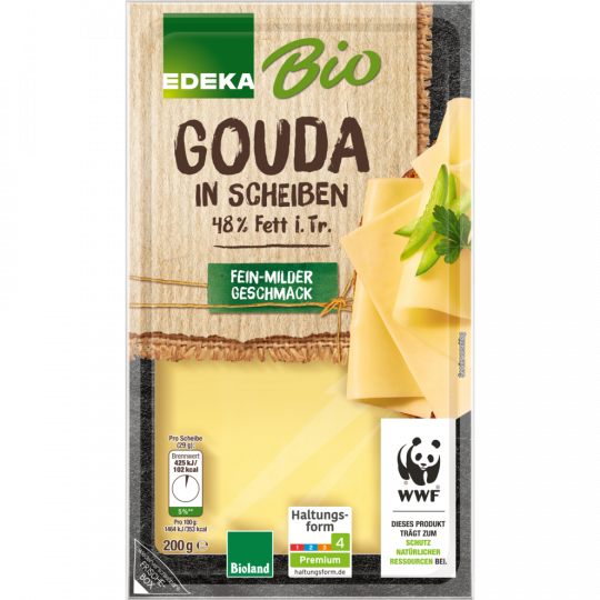 EDEKA Bio Gouda in Scheiben 48% Fett i. Tr. 200 g 