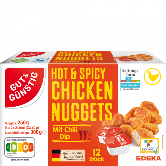 GUT&GÜNSTIG Chicken Nuggets Hot & Spicy mit Dip 300 g 