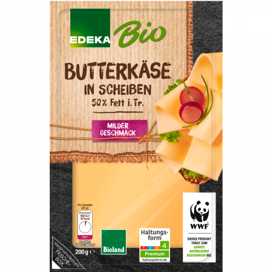 EDEKA Bio Butterkäse  in Scheiben 50% Fett i.Tr. 200 g 