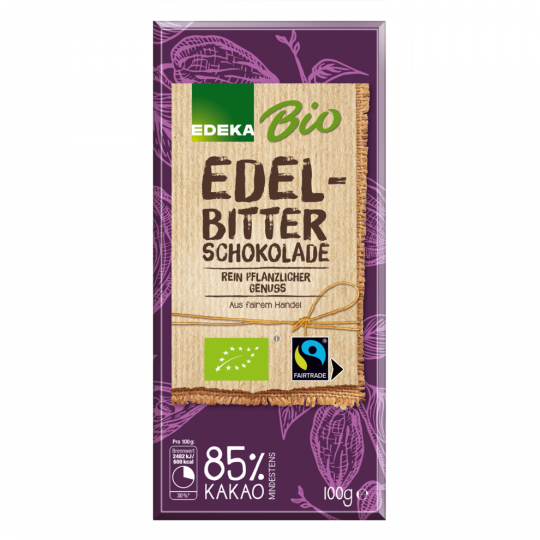 EDEKA Bio Fairtrade Edelbitterschokolade, 85 % Kakaoanteil 100 g 