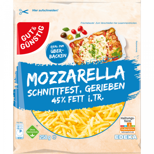 GUT&GÜNSTIG Mozzarella gerieben 45% Fett i. Tr. 250 g 
