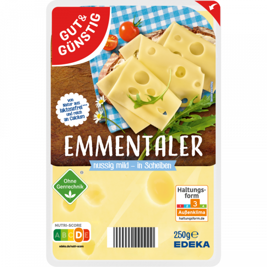 GUT&GÜNSTIG Emmentaler in Scheiben 45% Fett i. Tr. 250 g 
