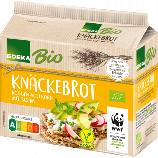 EDEKA Bio Knäckebrot Roggen-Vollkorn mit Sesam 200 g 