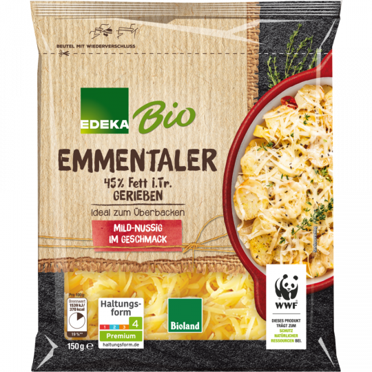 EDEKA Bio Emmentaler gerieben 45% Fett i. Tr. 150 g 