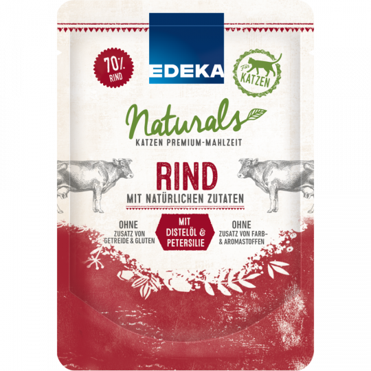 EDEKA Naturals Katzen Premium - Mahlzeit Rind mit Distelöl & Petersilie 85 g 