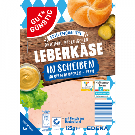 GUT&GÜNSTIG Bayerischer Leberkäse, dünne Scheiben 125 g 