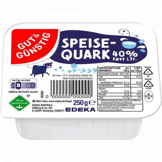 GUT&GÜNSTIG Speisequark 40% Fett i. Tr. 250 g 