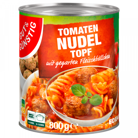GUT&GÜNSTIG Tomaten-Nudel-Topf mit Fleischbällchen 800 g 