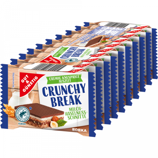 GUT&GÜNSTIG Crunchy Break Milch-Haselnuss-Waffel 10 x 25 g 