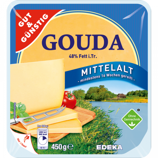 GUT&GÜNSTIG Mittelalter Gouda am Stück 48% Fett i. Tr. 450 g 